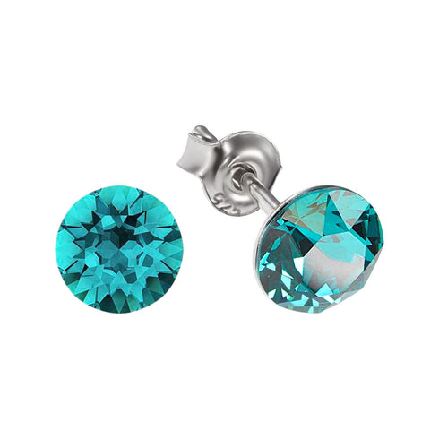 Серебряные серьги "Классика (Blue Zircon)" с кристаллами Swarovski™